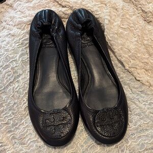 Tory Burch Black Leather Flats